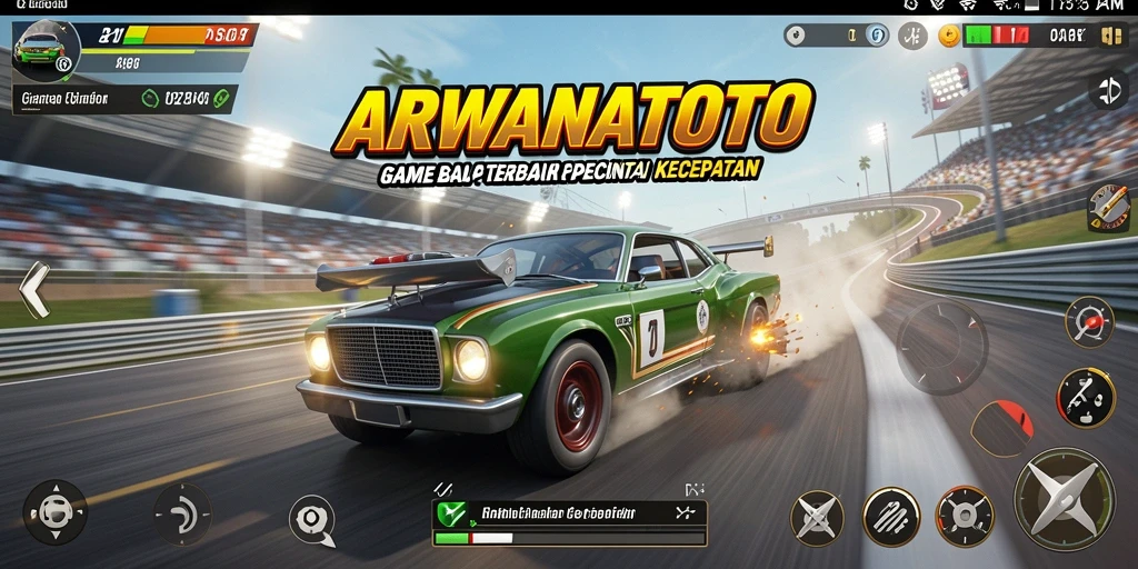 Tampilan gameplay ARWANATOTO yang mendebarkan dalam balapan.