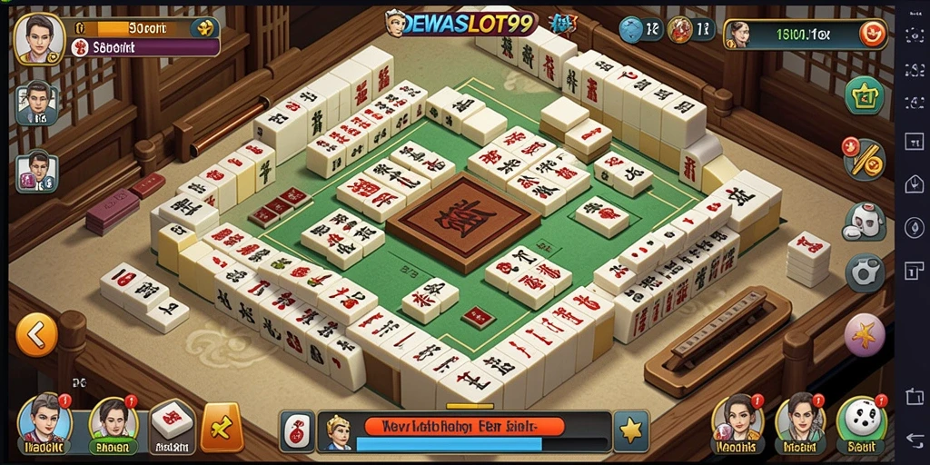 Tampilan gameplay seru DEWASLOT99 yang memperlihatkan strategi Mahjong.