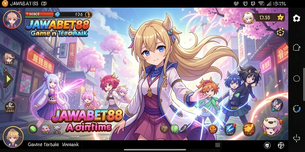 Tampilan gameplay seru dalam JAWABET88 dengan karakter anime favorit.