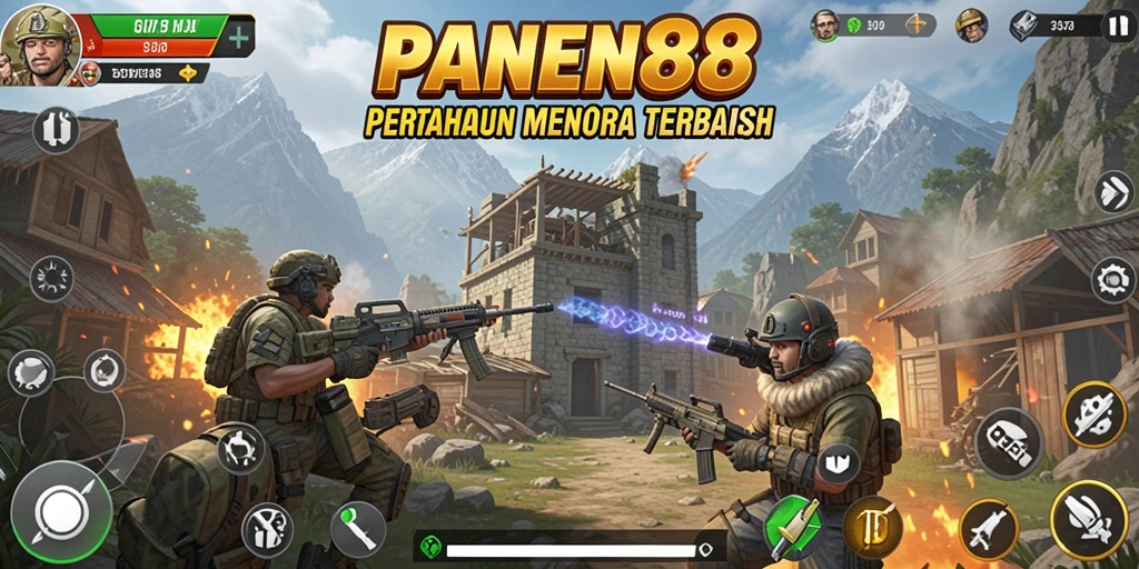 Screenshot gameplay <strong>PANEN88</strong> menampilkan aksi menara yang intens dan strategi pertahanan.